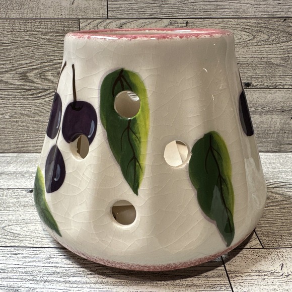 HOME INTERIORS Ceramic Candle Shade Topper (4x5.25") Fruits *Crazed Or Crackled* - Picture 2 of 6